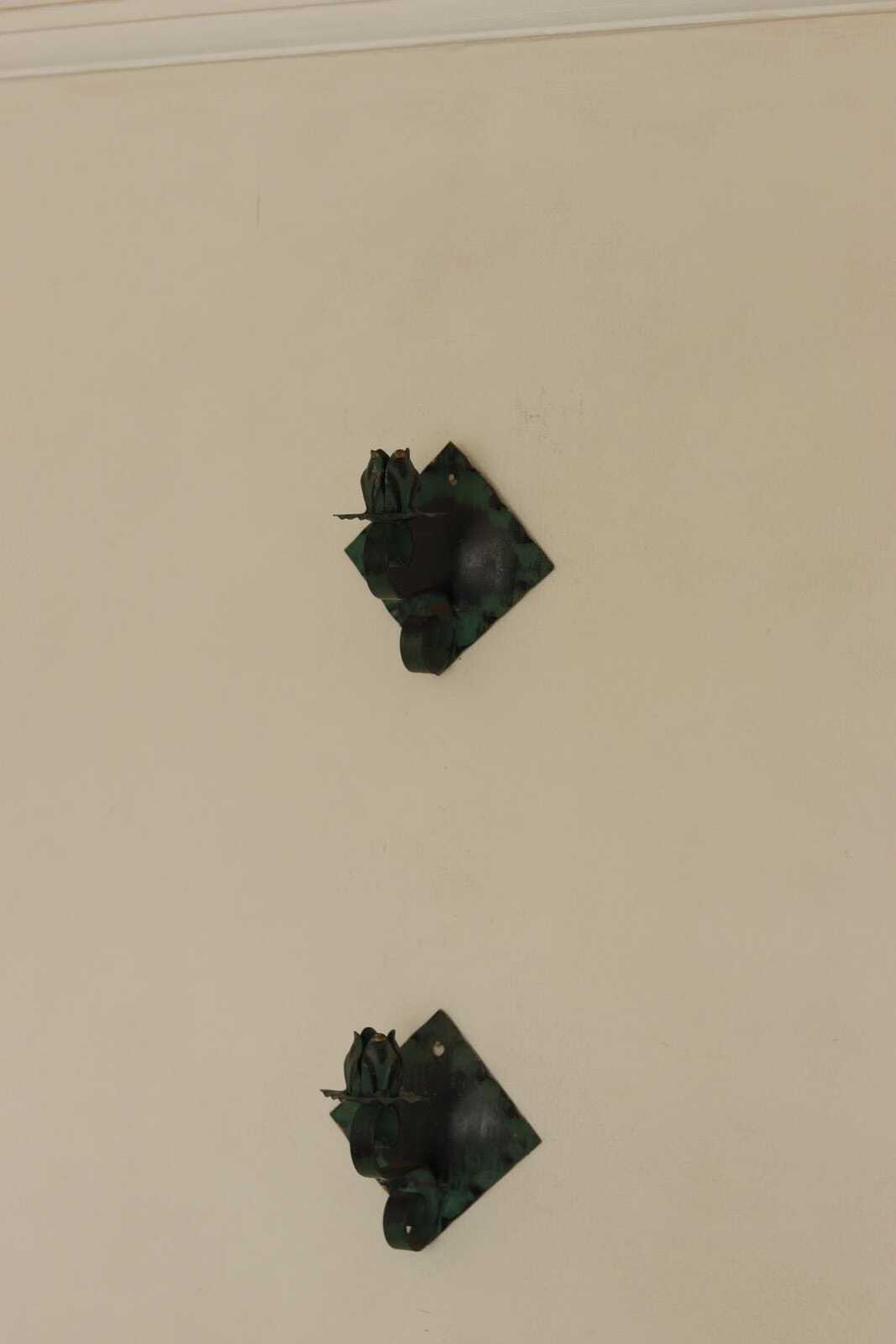 Pair of Vintage Metal/Brass Swedish Verdigris Sconces