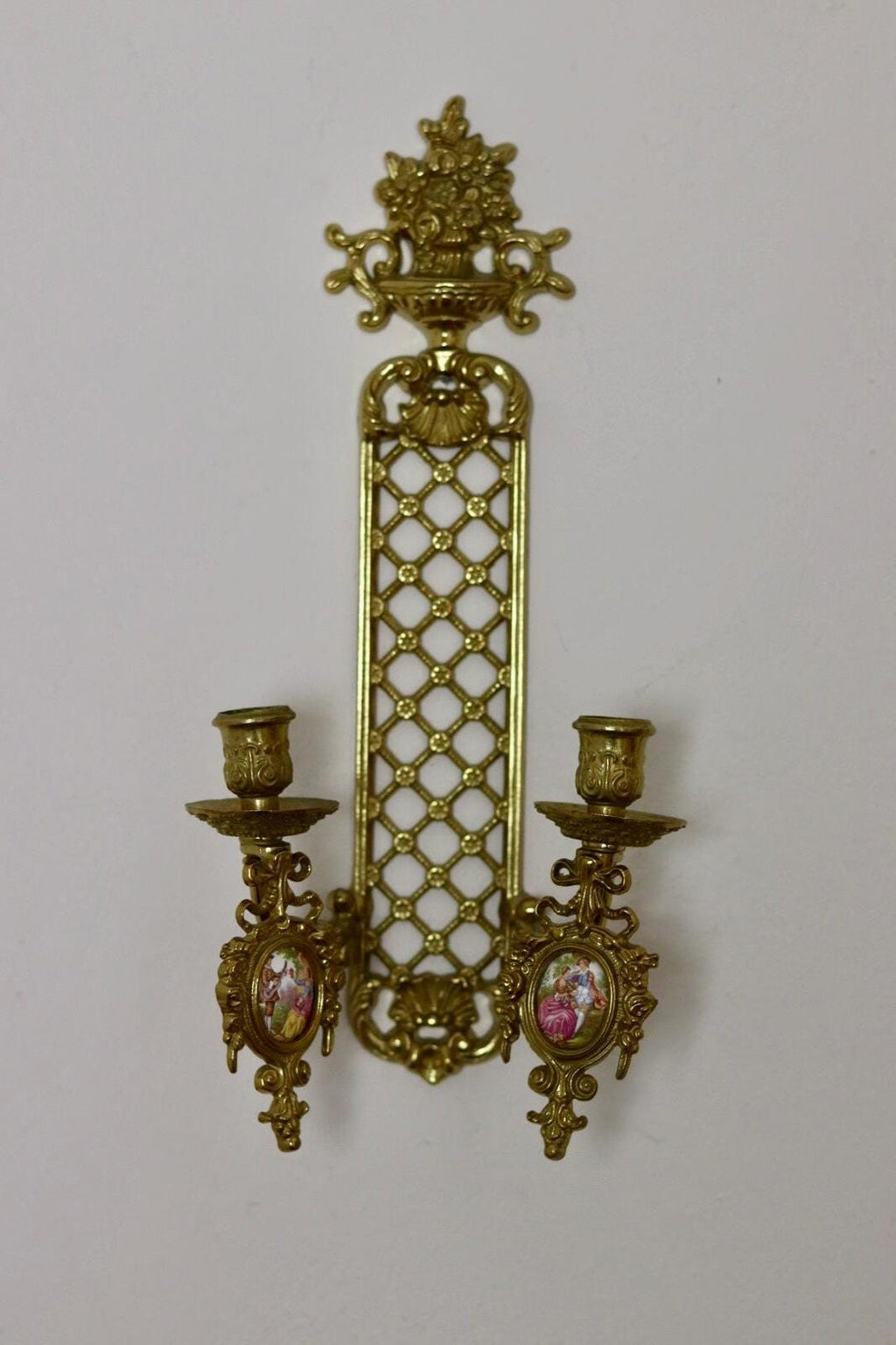Pair Of Vintage French Brass Sconces