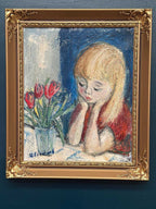 “Girl in Thought with Tulips” by Alf Forslund