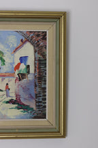 1950's Original Swedish Modernist Oil on Canvas Painting "Street View " by CHARLES SCHÖLANDER- Vintage & Framed Noah Ancienne