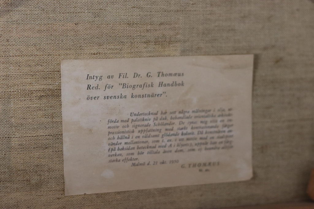 1950's Original Swedish Modernist Oil on Canvas Painting "Street View " by CHARLES SCHÖLANDER- Vintage & Framed Noah Ancienne