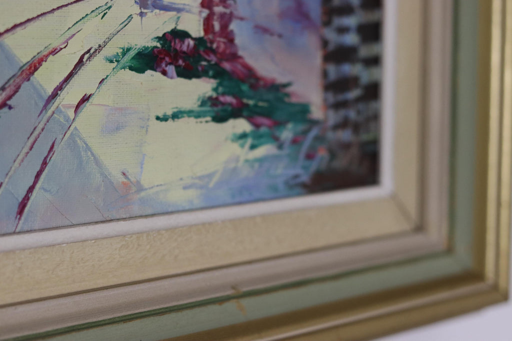 1950's Original Swedish Modernist Oil on Canvas Painting "Street View " by CHARLES SCHÖLANDER- Vintage & Framed Noah Ancienne