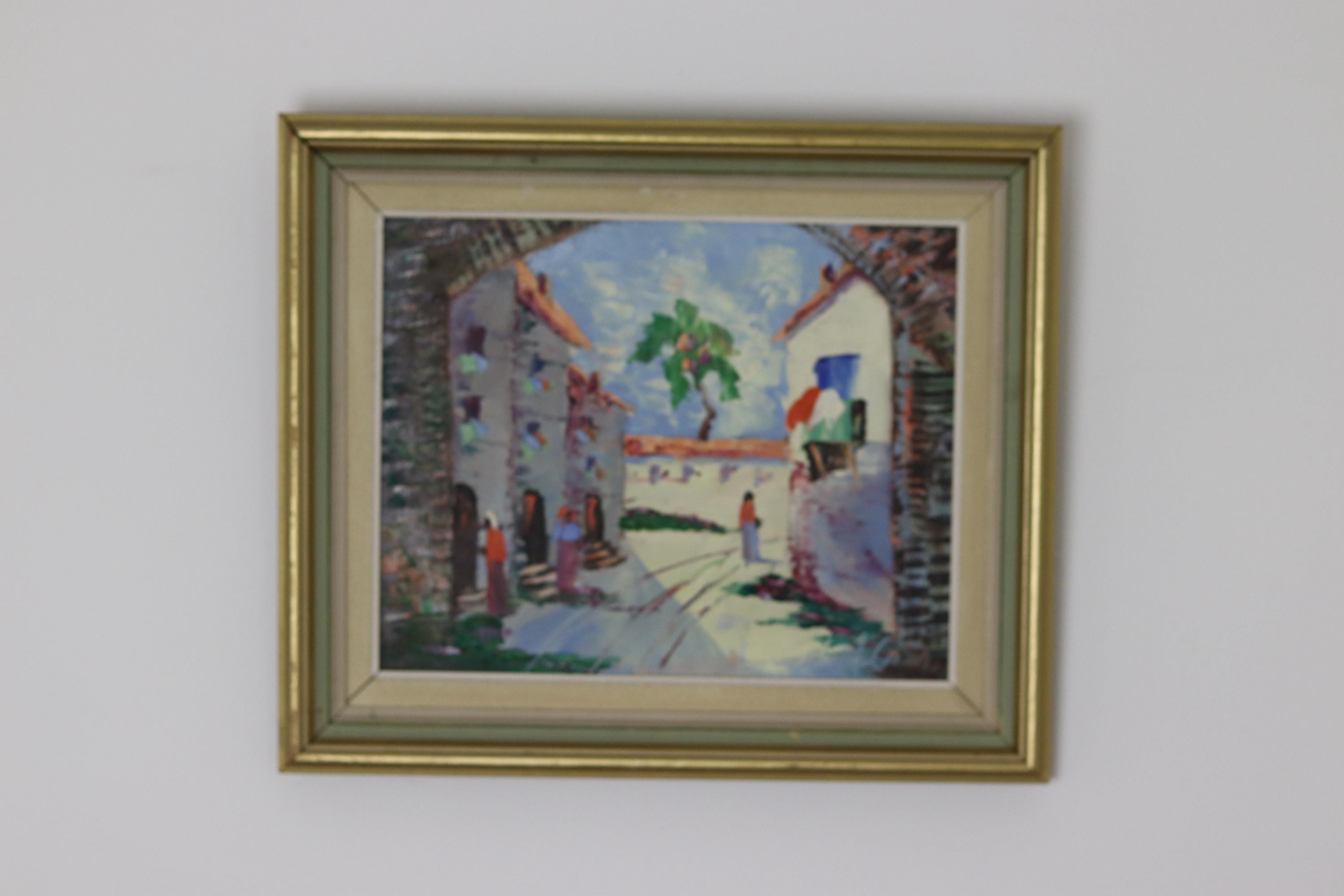 1950's Original Swedish Modernist Oil on Canvas Painting "Street View " by CHARLES SCHÖLANDER- Vintage & Framed Noah Ancienne