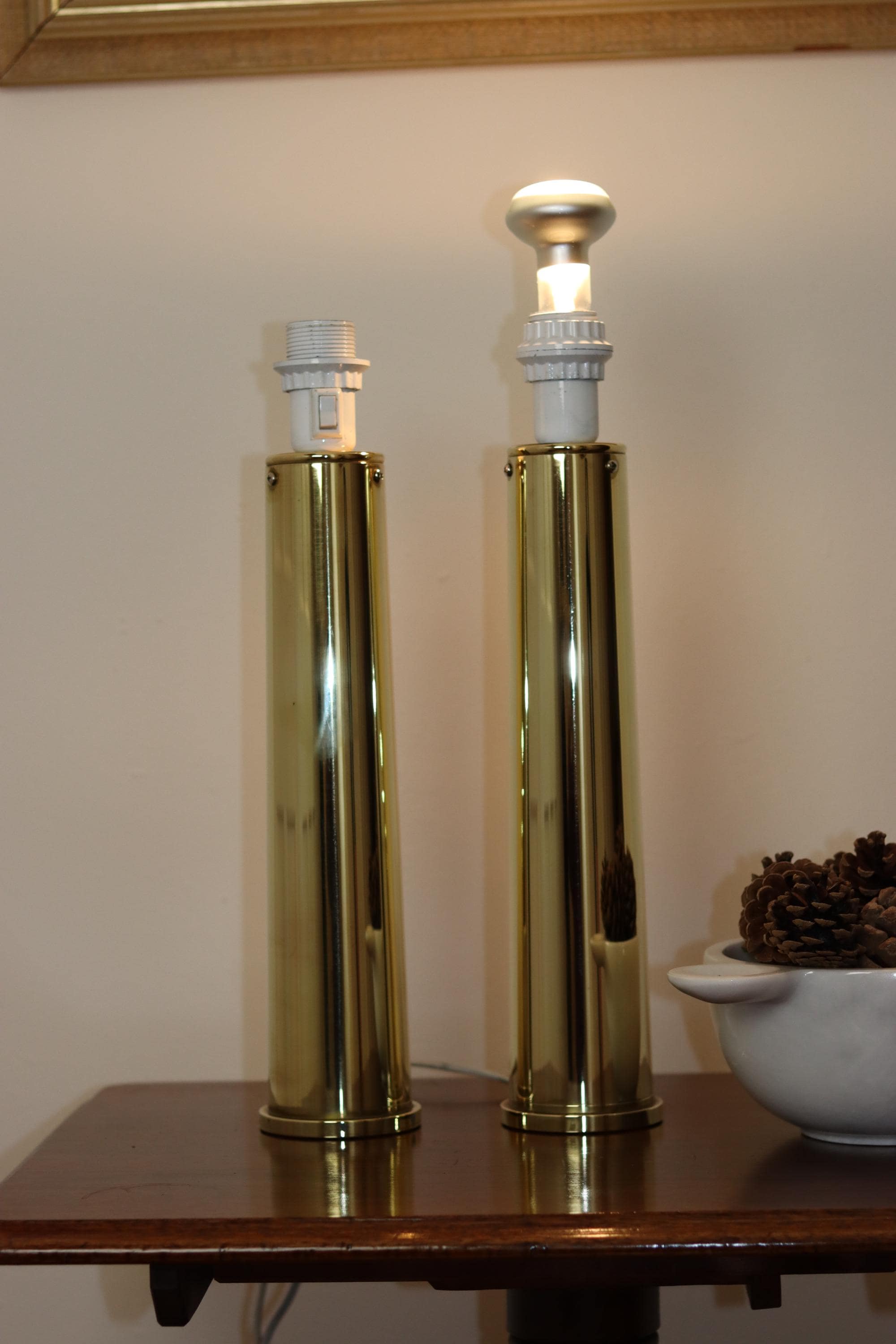 1960's Pair of Large Brass Table Lamps by IKEA Noah Ancienne