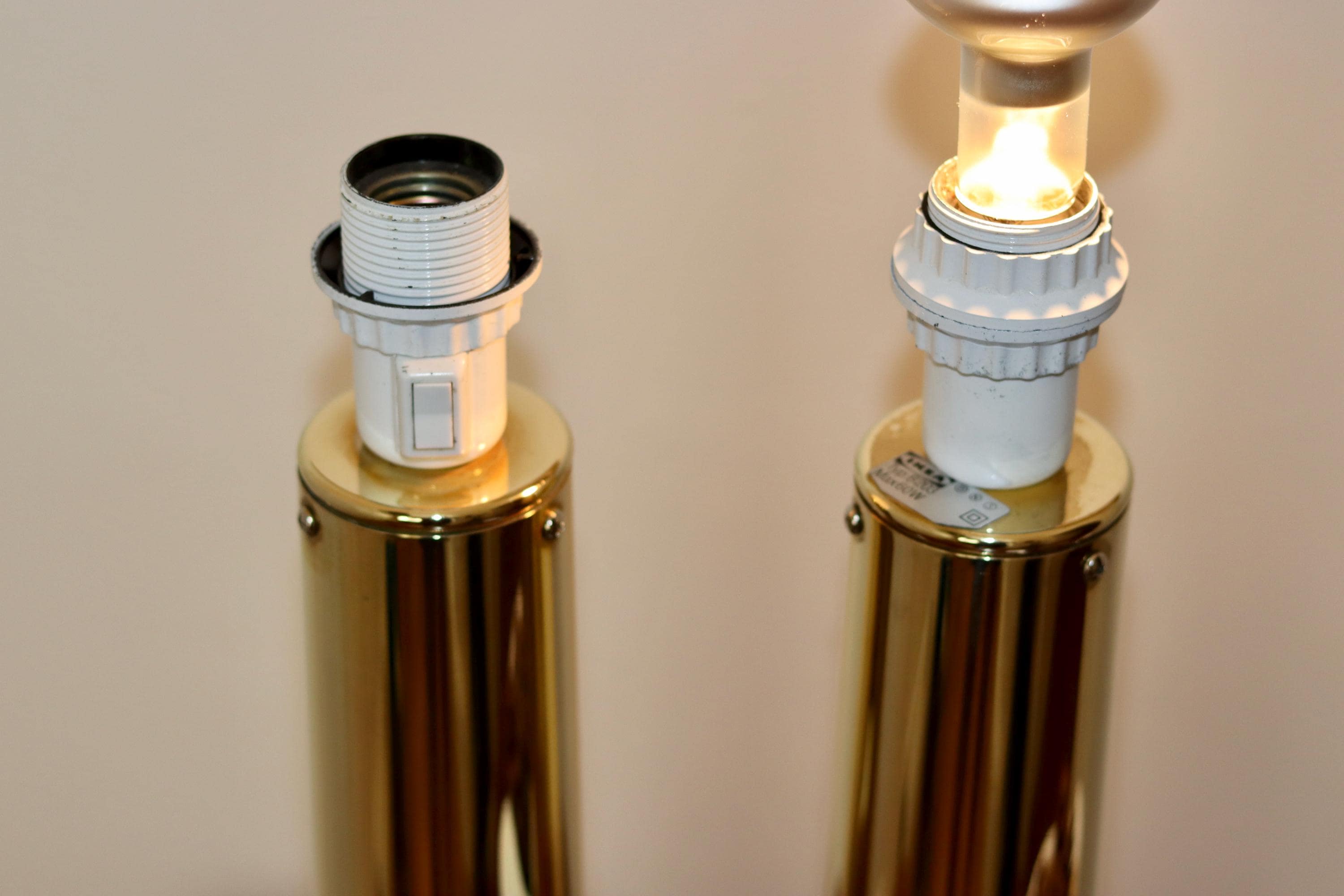 1960's Pair of Large Brass Table Lamps by IKEA Noah Ancienne