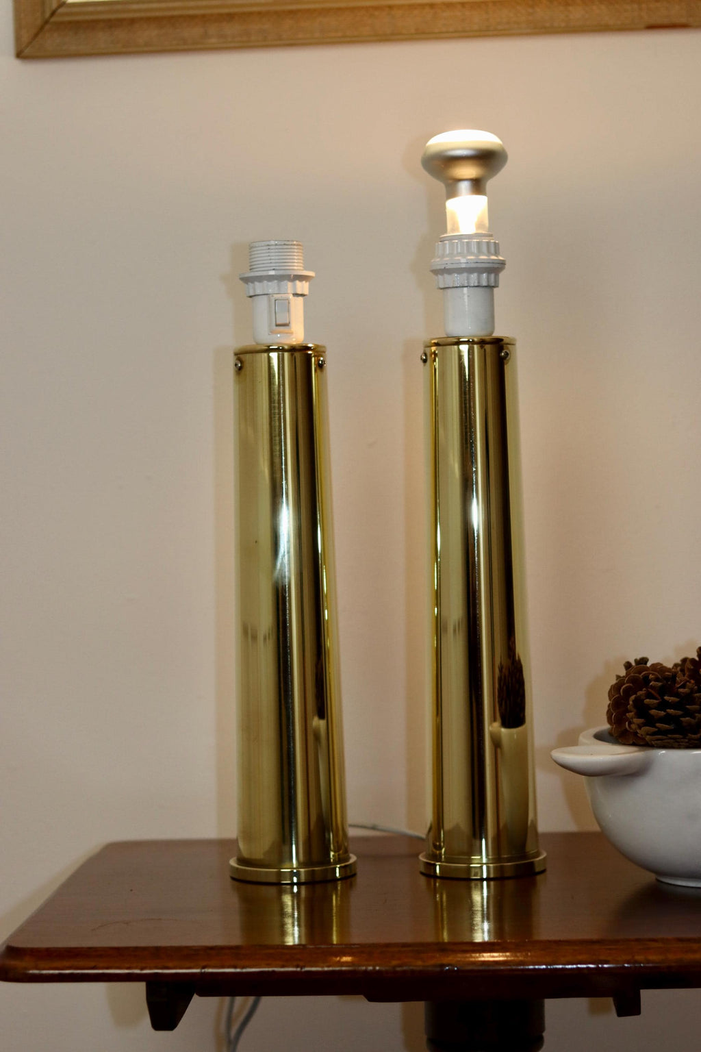 1960's Pair of Large Brass Table Lamps by IKEA Noah Ancienne