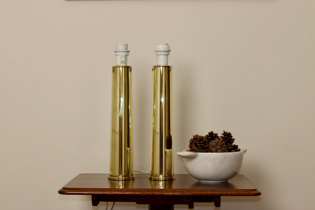 1960's Pair of Large Brass Table Lamps by IKEA Noah Ancienne