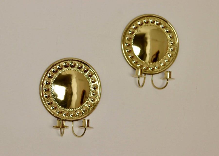 1970's Pair Of Swedish Brass Sconces Noah Ancienne