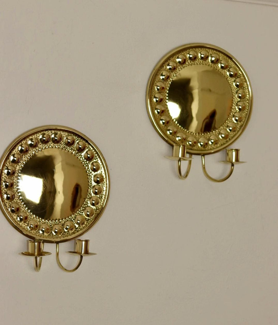 1970's Pair Of Swedish Brass Sconces Noah Ancienne