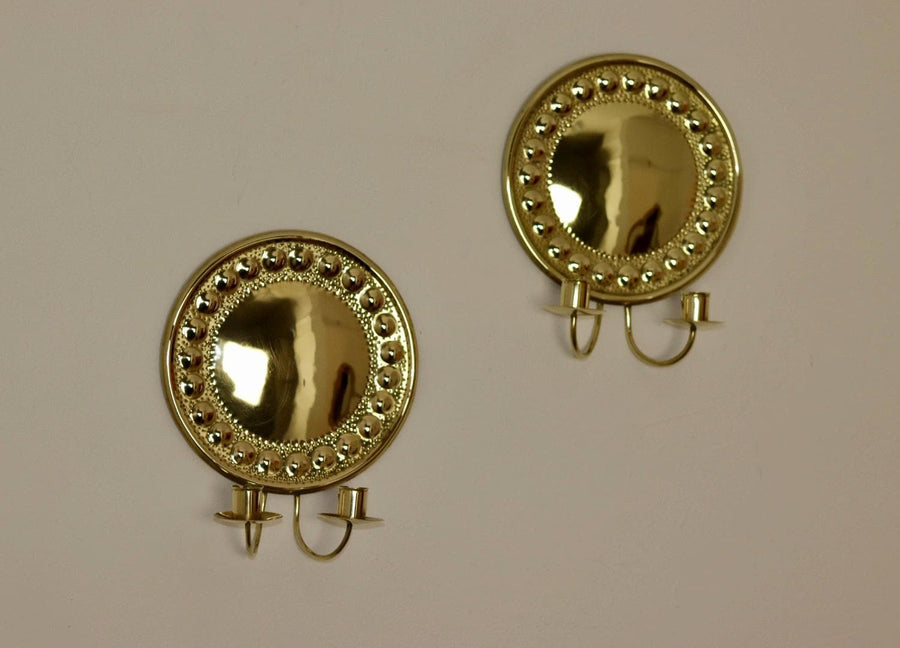 1970's Pair Of Swedish Brass Sconces Noah Ancienne