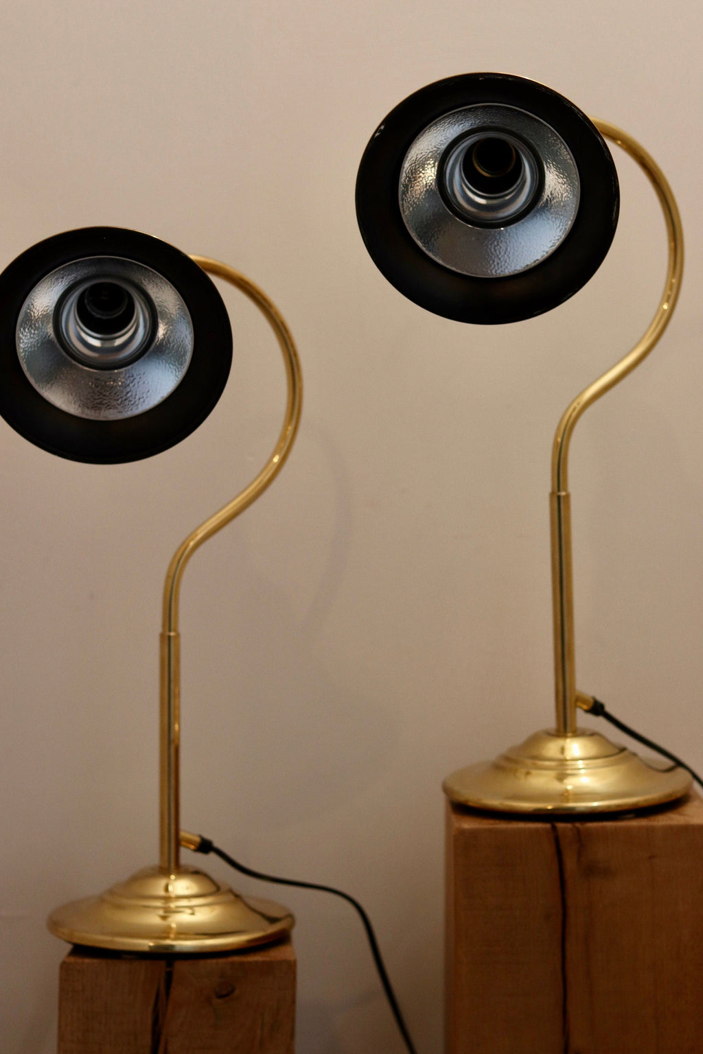 1970's Pair of Statement Lamps in Brass, designed by Jan Wickelgren for Aneta Noah Ancienne