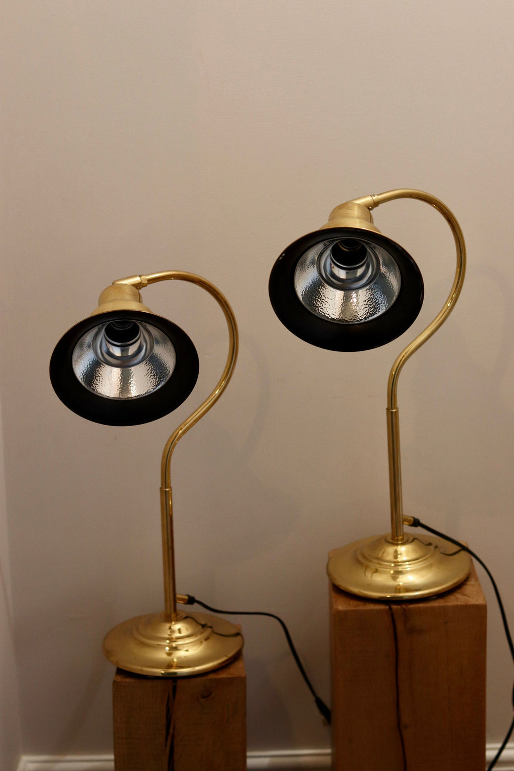 1970's Pair of Statement Lamps in Brass, designed by Jan Wickelgren for Aneta Noah Ancienne