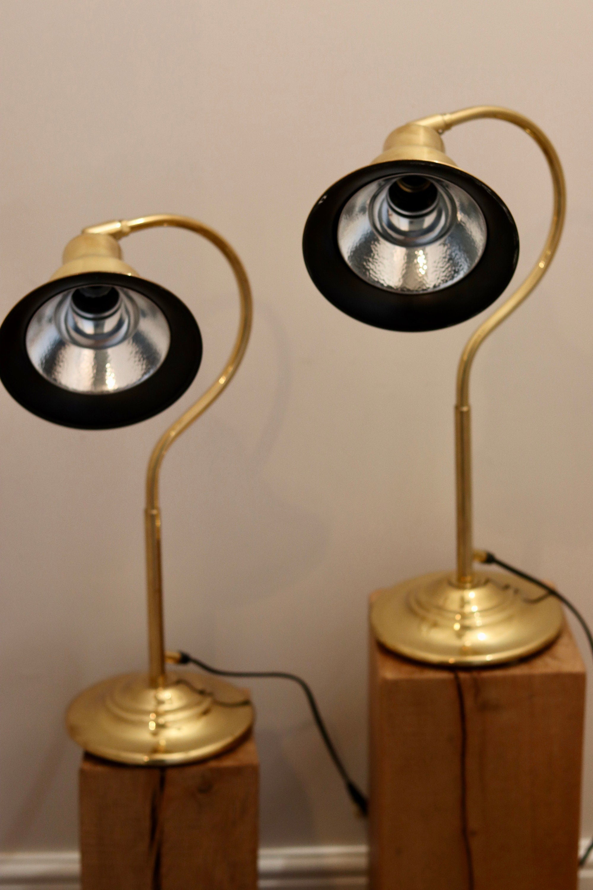 1970's Pair of Statement Lamps in Brass, designed by Jan Wickelgren for Aneta Noah Ancienne