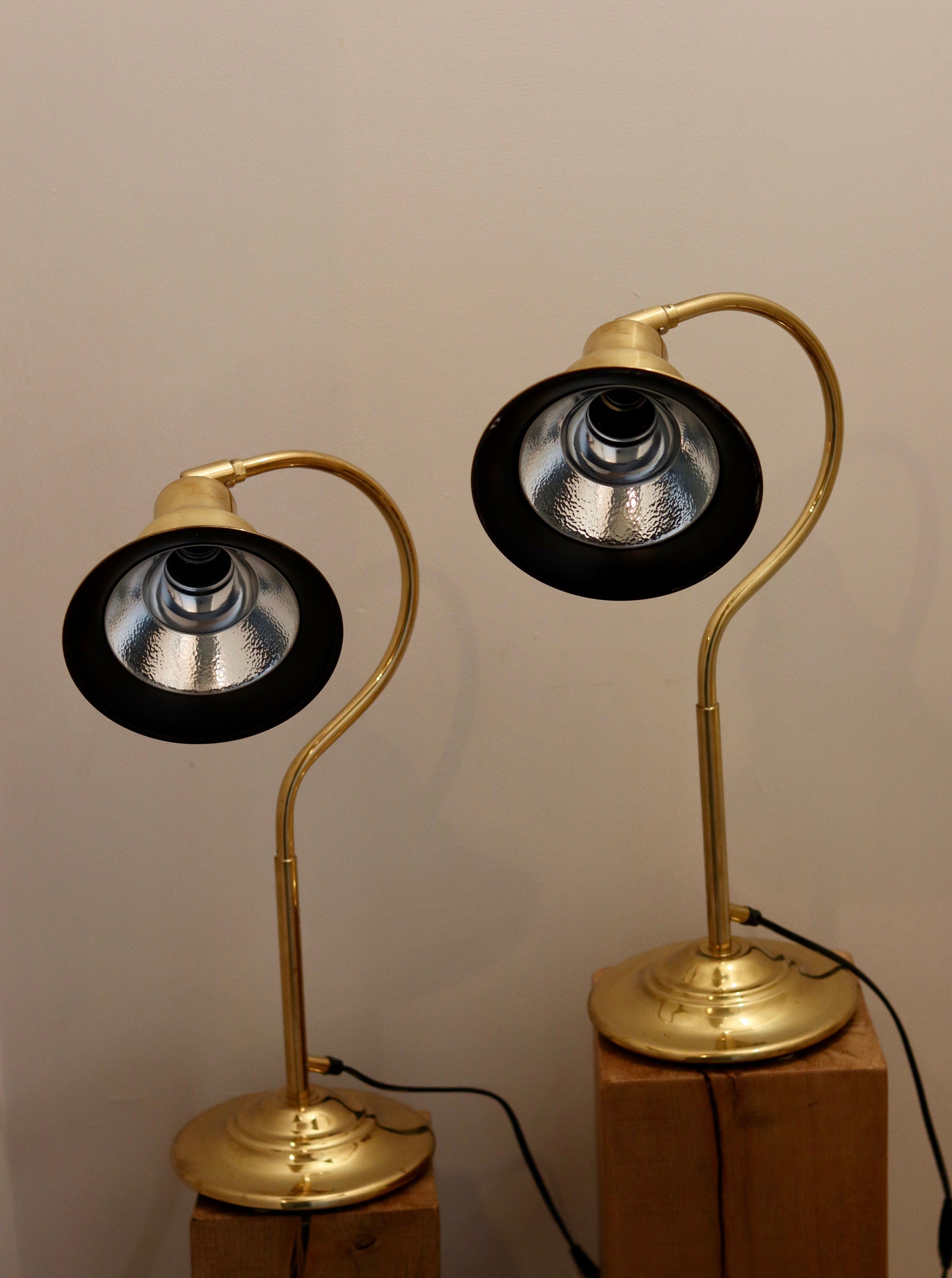 1970's Pair of Statement Lamps in Brass, designed by Jan Wickelgren for Aneta Noah Ancienne