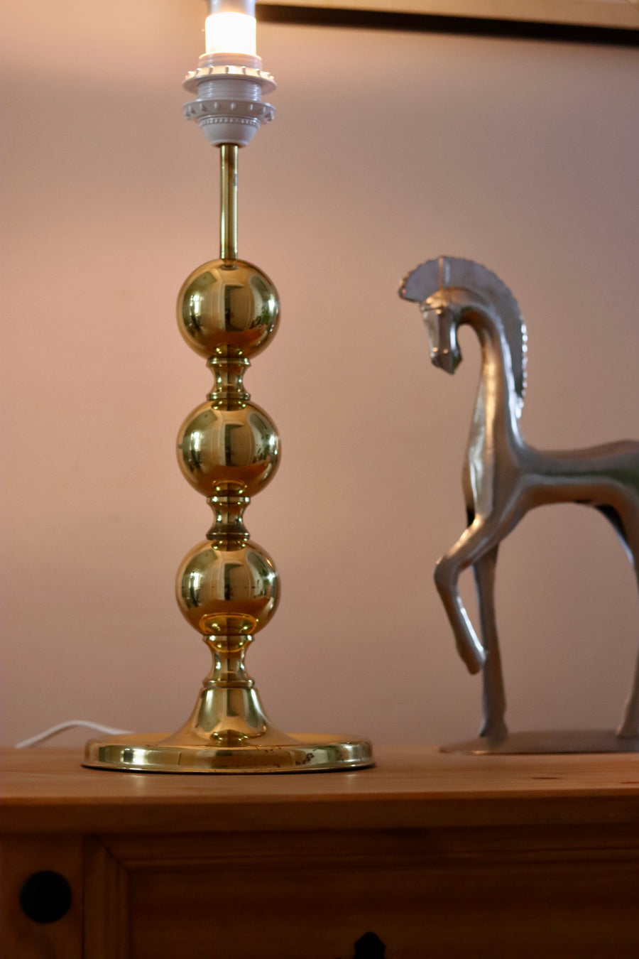 1970's Tall Swedish Brass Bobbin lamp Noah Ancienne
