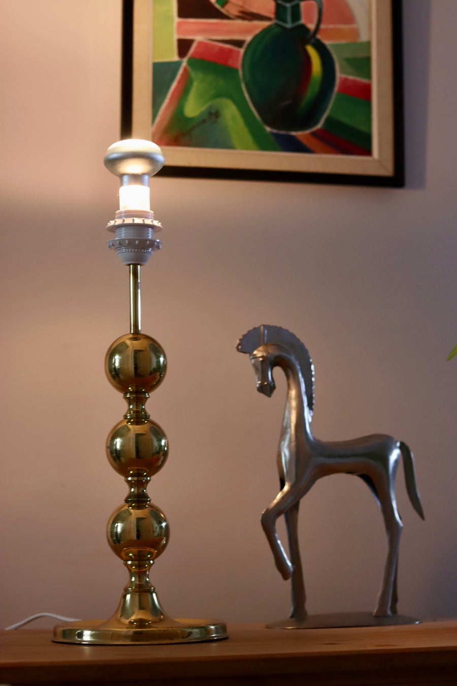 1970's Tall Swedish Brass Bobbin lamp Noah Ancienne