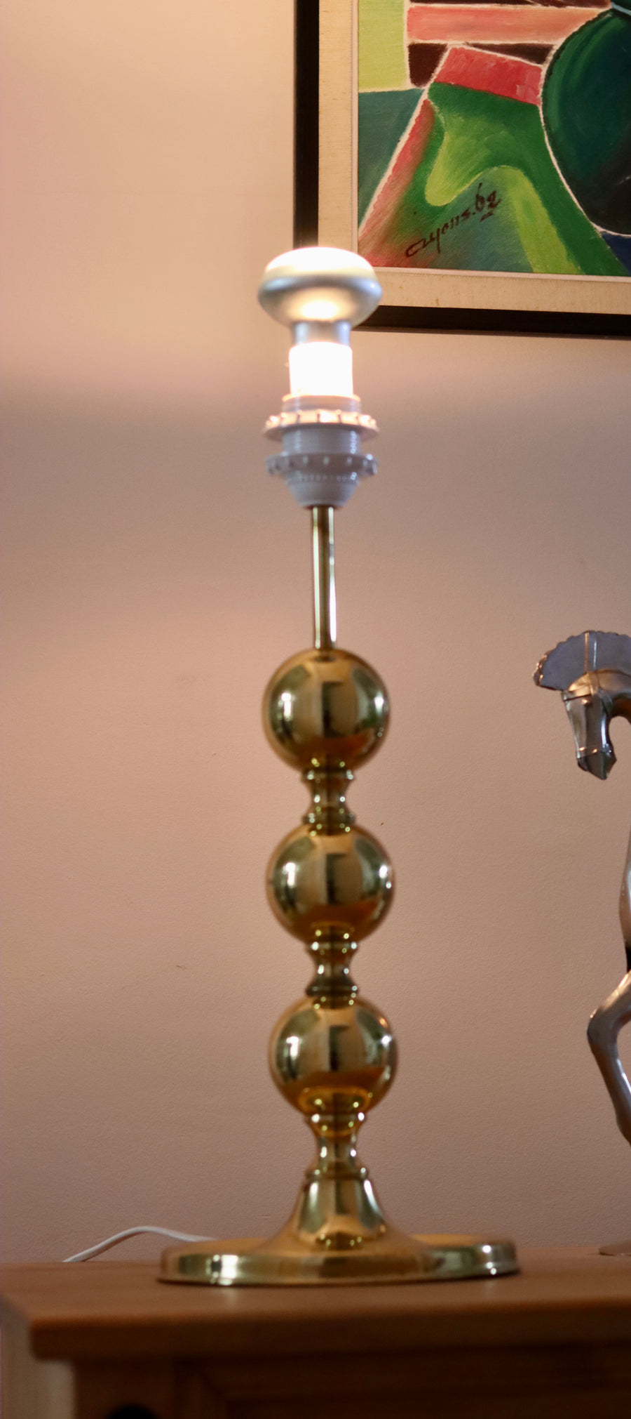 1970's Tall Swedish Brass Bobbin lamp Noah Ancienne