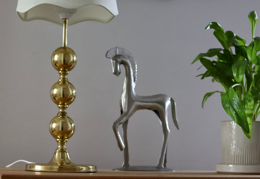 1970's Tall Swedish Brass Bobbin lamp Noah Ancienne