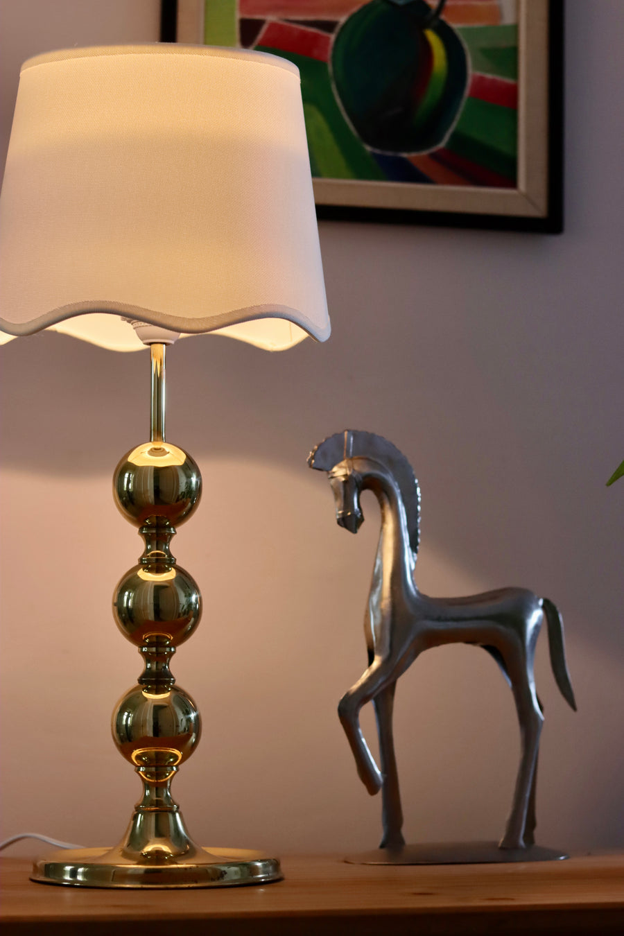 1970's Tall Swedish Brass Bobbin lamp Noah Ancienne