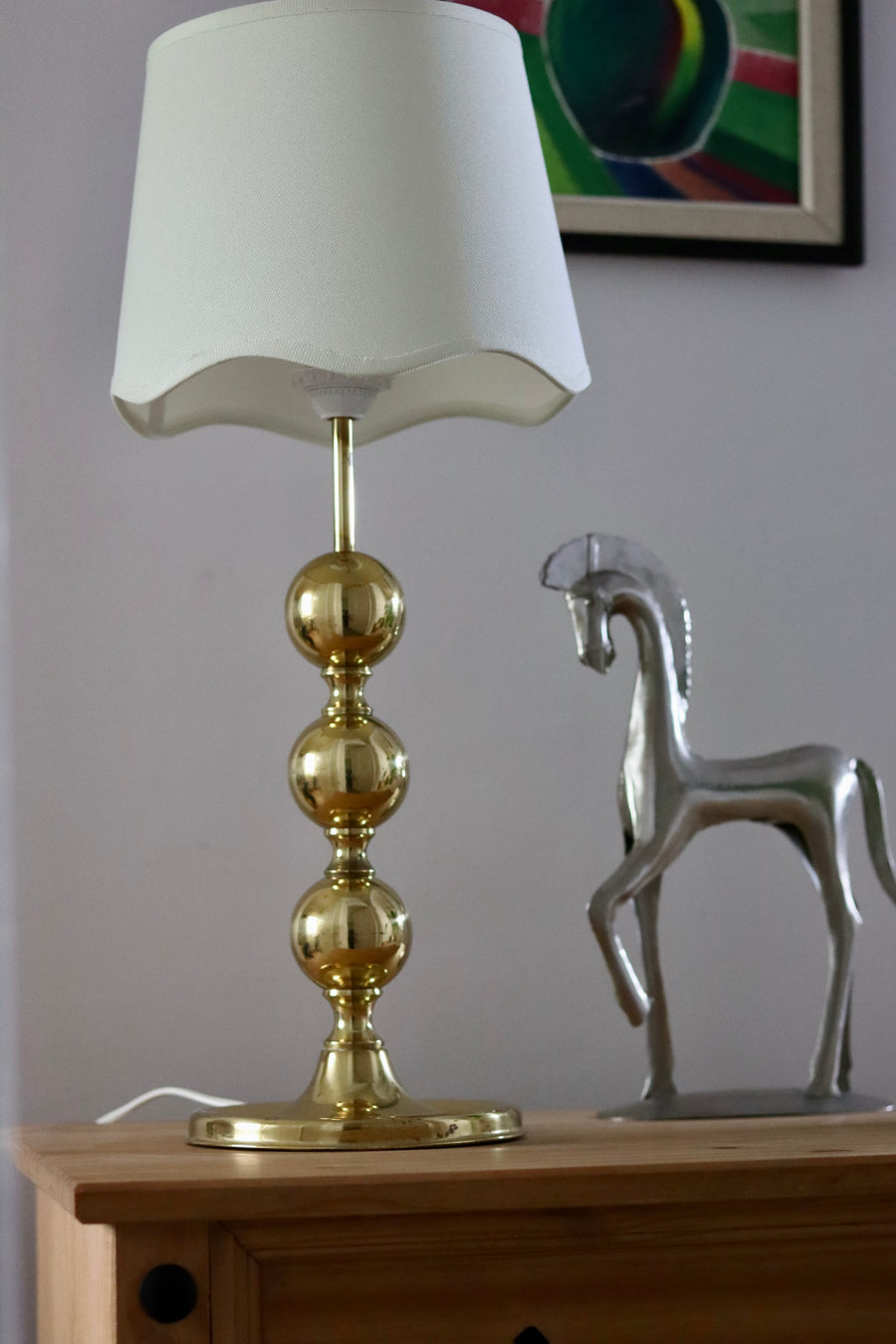 1970's Tall Swedish Brass Bobbin lamp Noah Ancienne