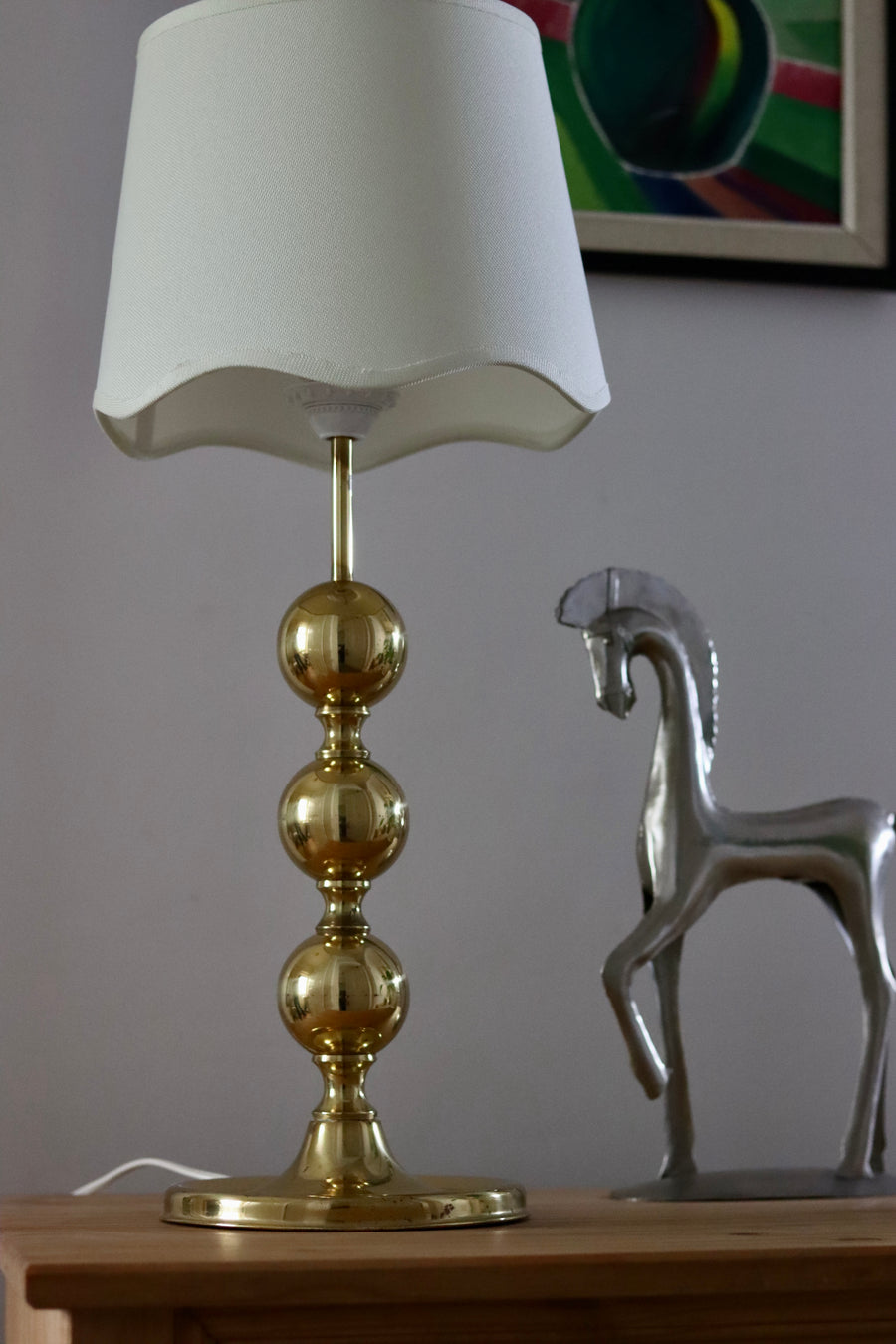 1970's Tall Swedish Brass Bobbin lamp Noah Ancienne