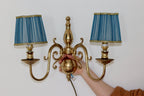 1990;s Pair of Vintage English Sconces with French Shades Noah Ancienne