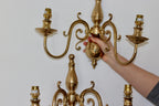 1990;s Pair of Vintage English Sconces with French Shades Noah Ancienne