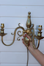 1990;s Pair of Vintage English Sconces with French Shades Noah Ancienne