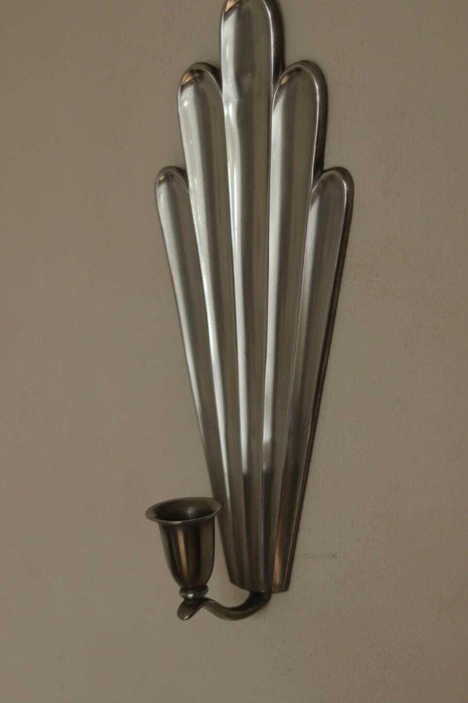 1930's Pair Of Mid Century Swedish Grace Style Pewter Sconces by C.G. Hallberg, Stockholm