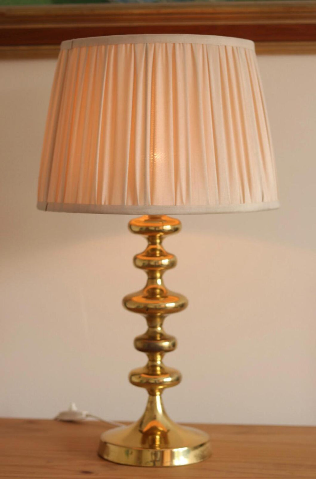 Pair of Swedish Brass Bobbin Table lamp