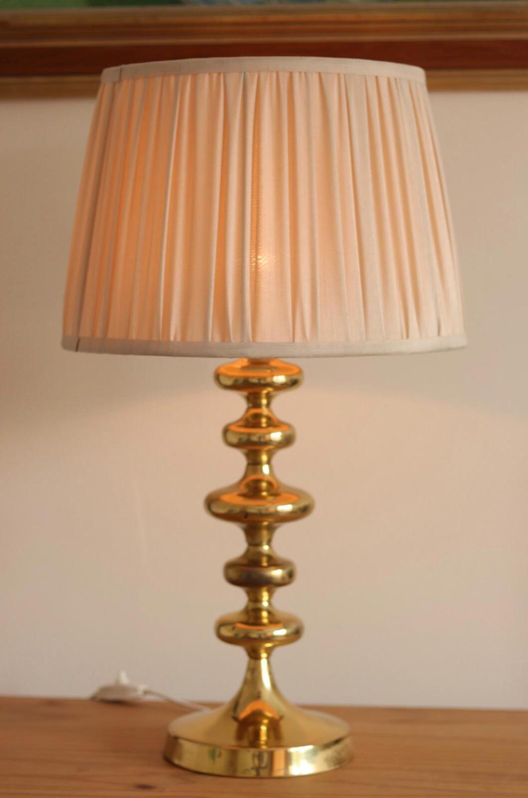 Pair of Swedish Brass Bobbin Table lamp