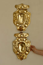 Baroque Style Mid-Century Brass Swedish Sconces