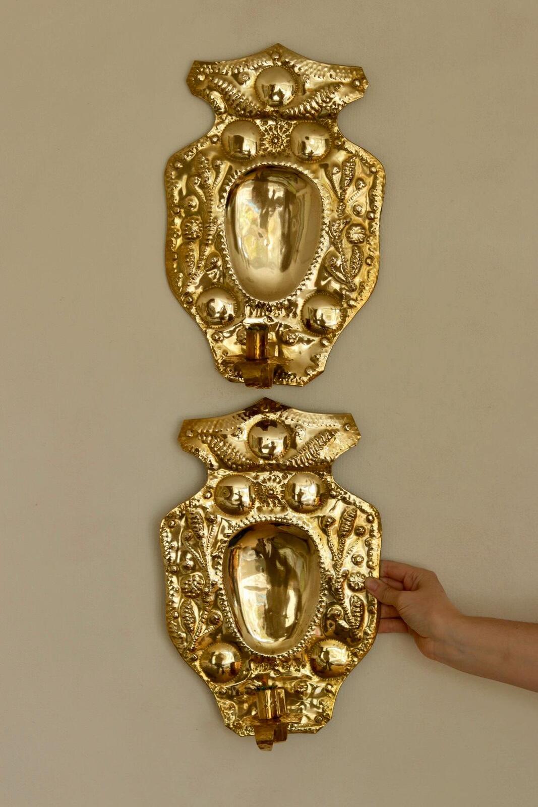 Baroque Style Mid-Century Brass Swedish Sconces