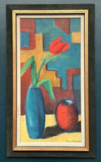 “Tulips in Blue Vase” by Hugo Olsson