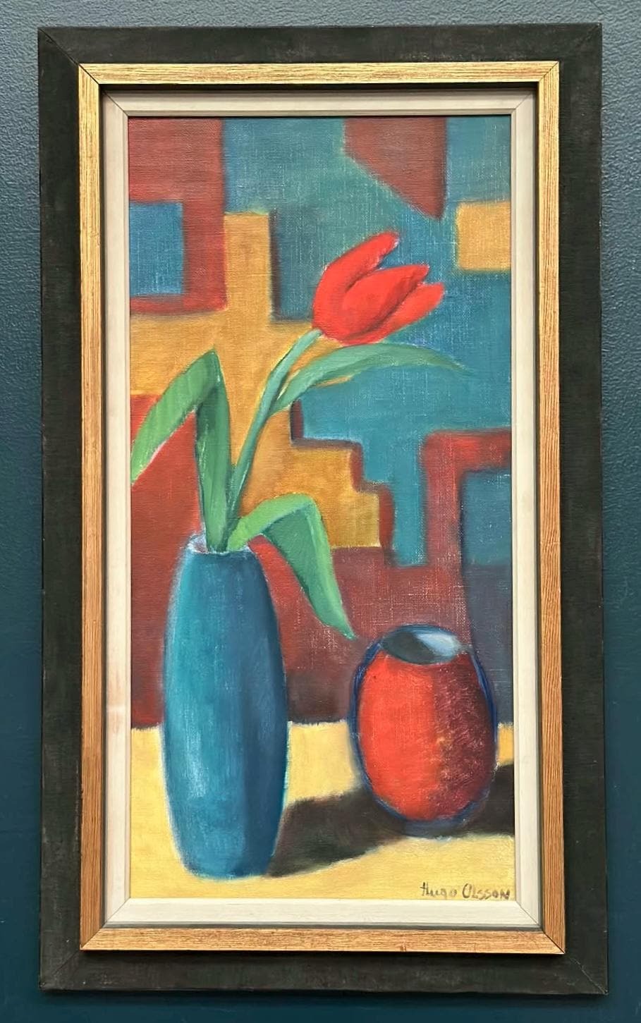 “Tulips in Blue Vase” by Hugo Olsson
