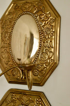 Pair of Mid-Century Swedish Brass Octagonal Double Arm Sconces
