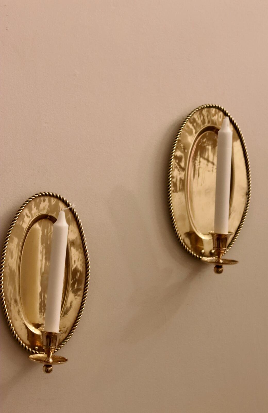 Pair Of Mid Century Swedish Brass Sconces