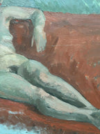 “Reclining Lady on Red Couch” by Vilhelm Blomquist