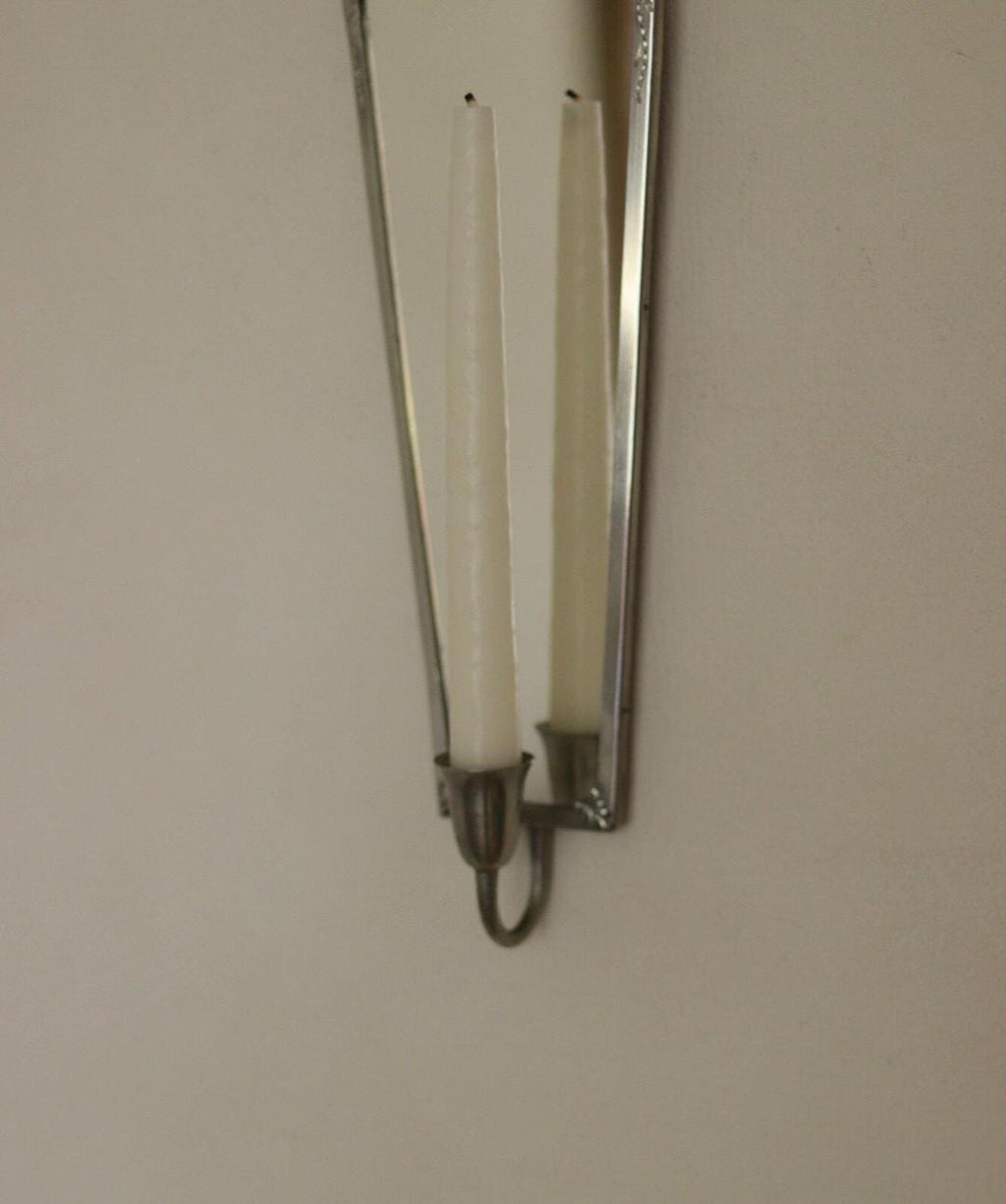 Pair of Mid Century Swedish Pewter Sconces with Mirror