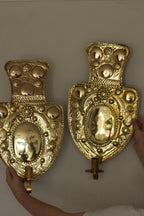 Large Baroque Style Mid-Century Brass Swedish Sconces