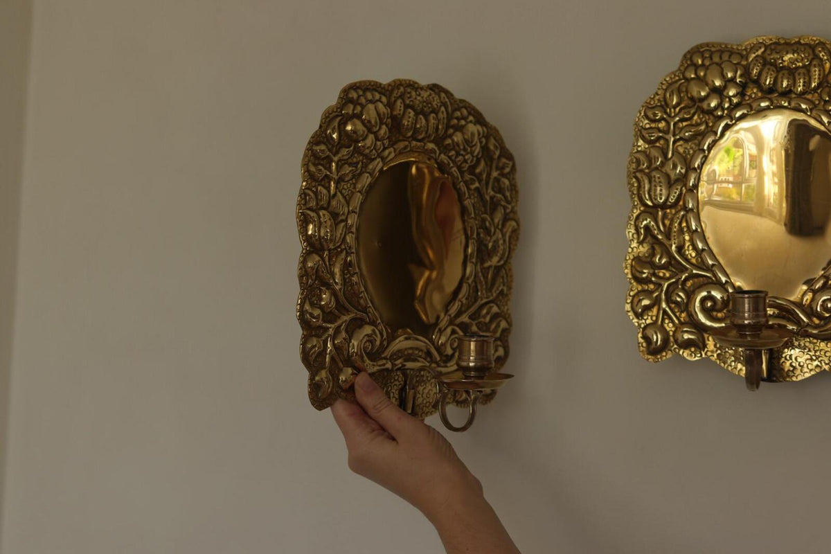 Pair of Mid-Century Swedish Brass Sconces