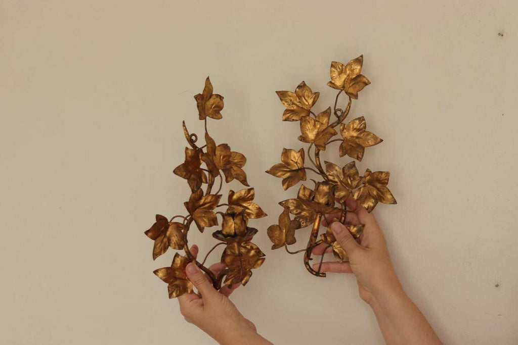 Pair of Mid-Century Italian Gilded Sconces By Florentia