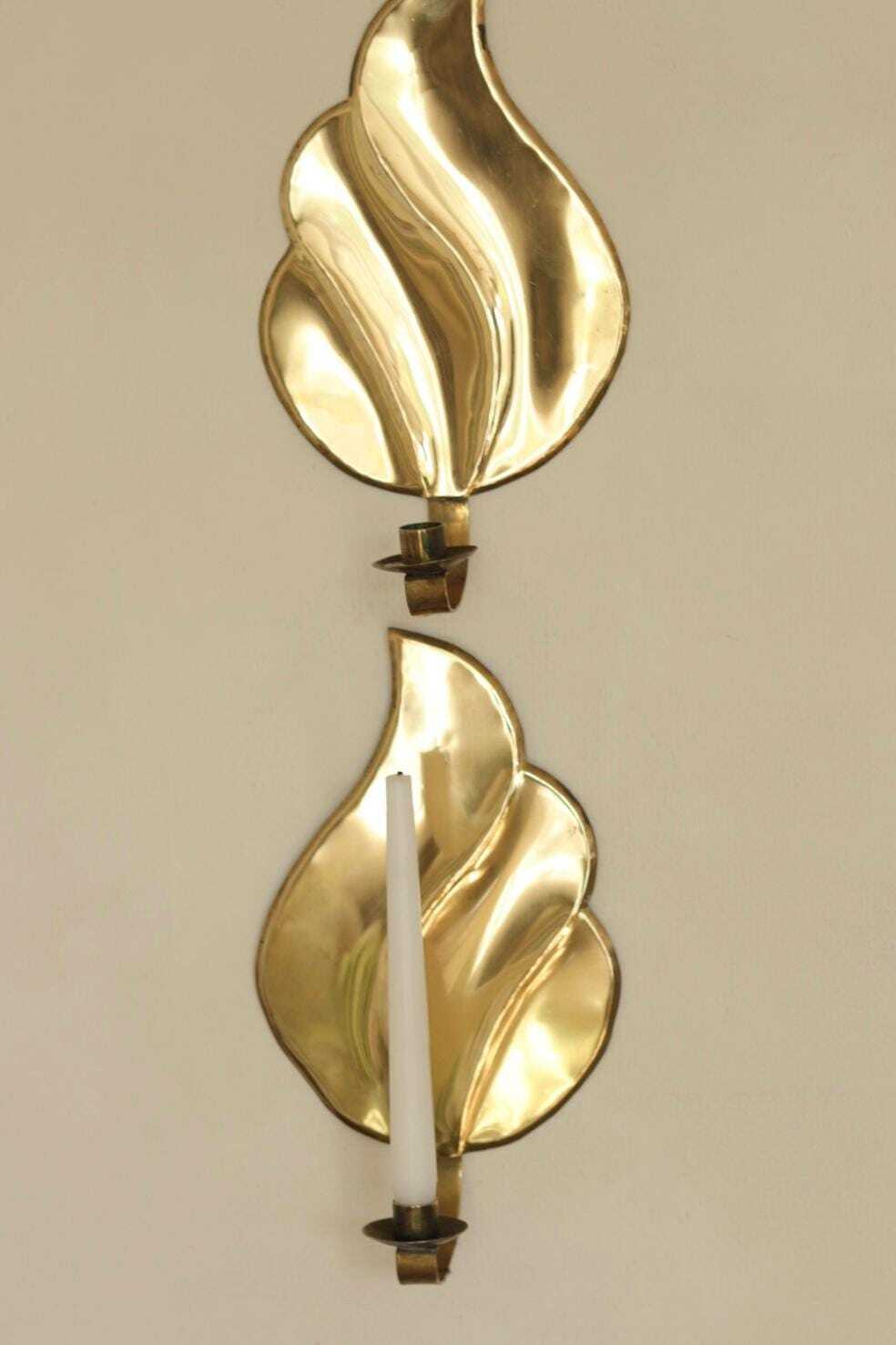 Pair Of Mid Century Swedish Brass Sconces