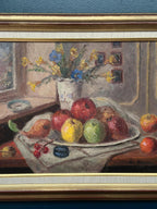 “Still Life with Vase and Fruits” by Christian Rhode