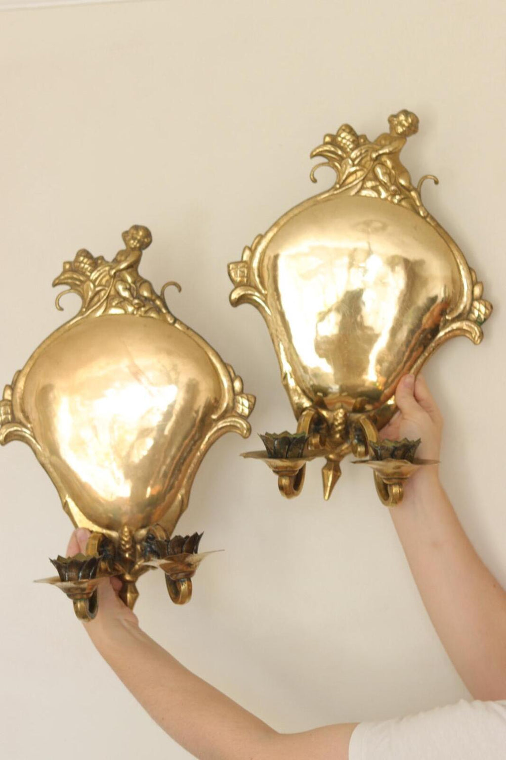 Pair Of Mid Century Swedish Brass Sconces