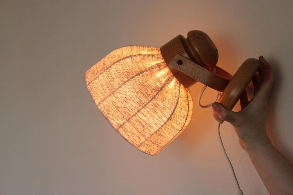Pair of Vintage Wall Lamps by Solbackens Svarveri, Sweden, 1970s - Pine Wood