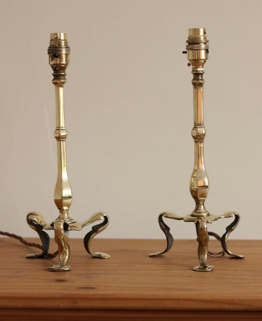 Pair Of  Victorian Antique Brass Pullman Railway Carriage Table Lamps