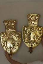 Large Baroque Style Mid-Century Brass Swedish Sconces