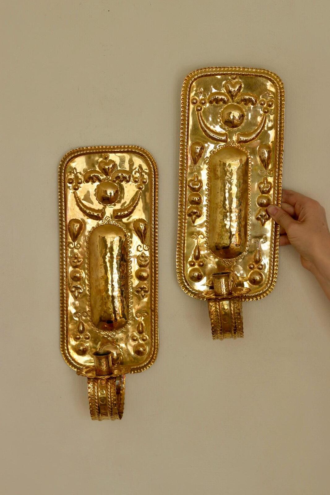 Pair Of Mid Century Swedish Brass Sconces