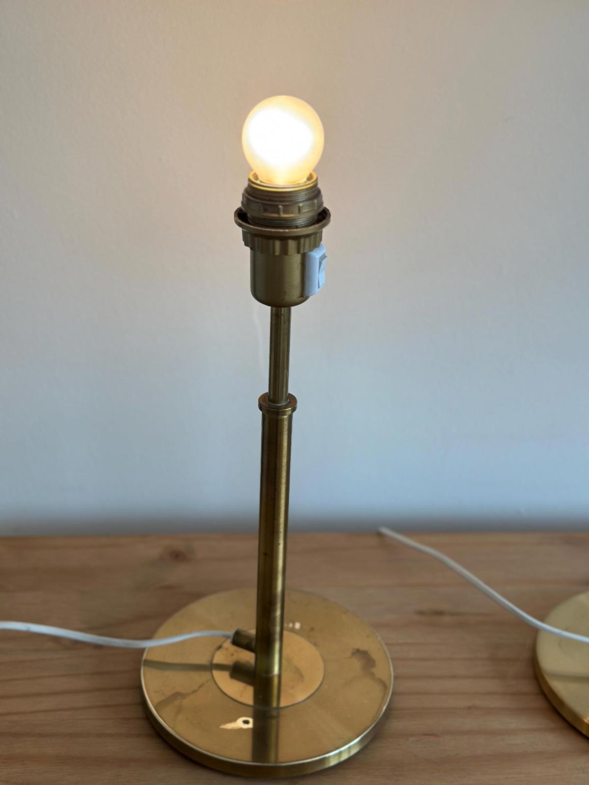 Pair of Mid Century Style Swedish Brass Lamps by Konsethantverk